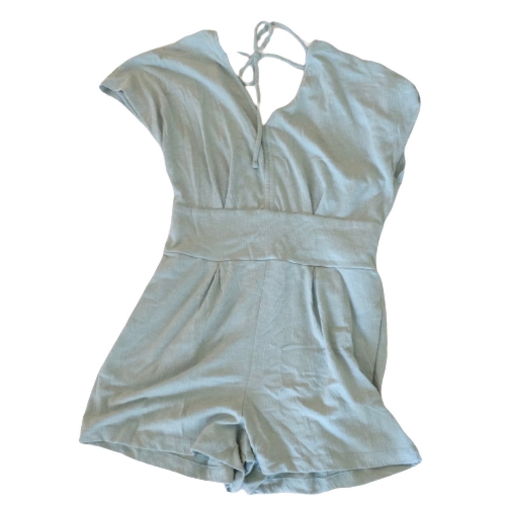NINE WEST WOMEN’S V-NECK KNIT ROMPER~SAGE GREEN